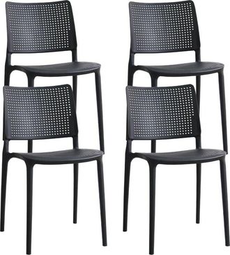 Oviala Oviala - Set di 4 sedie da giardino in plastica nera