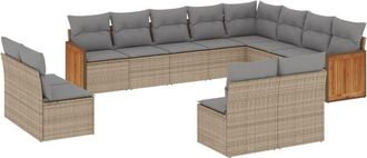 vidaXL Set De Sof&aacute;s De Jard&iacute;n 12 Pzas Y Cojines Rat&aacute;n Sint&eacute;tico Marr&oacute;n Vidaxl