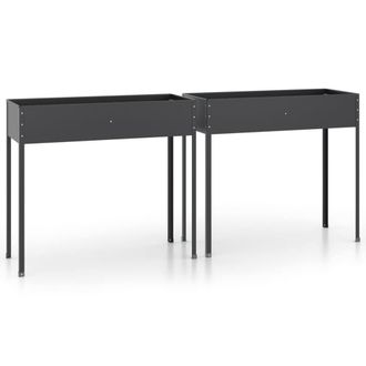 Berkfield Home Garden Planters 2 pcs Anthracite Galvanised Steel in Black