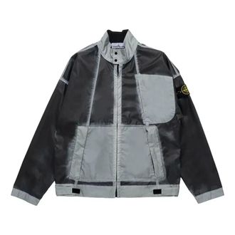Stone Island Hand Sprayed Mussola Biker Jacket Sky Blue 7815431T1-V0041