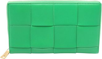 Bottega Veneta Green Leather Long Wallet (Bi-Fold) (Pre-Owned)