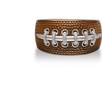LuvMyJewelry Hustle American Football Diamond Band Men Ring in Brown at Nordstrom, Size 10