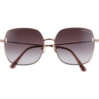 Tom Ford 59mm Square Gradient Sunglasses in Gold/Other /Gradient Smoke at Nordstrom Rack