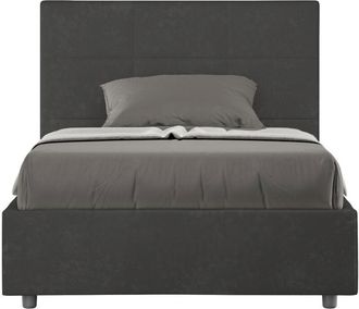 ITYhome Letto una piazza e mezza contenitore imbottito 120x190 microfibra grigio Mika