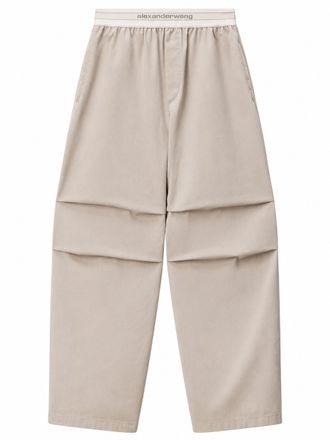 Alexander Wang Grey Wide-Leg Pleated Cotton Pants