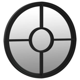 Berkfield Home Mirror Black 60x4 cm Iron Round for Indoor Use