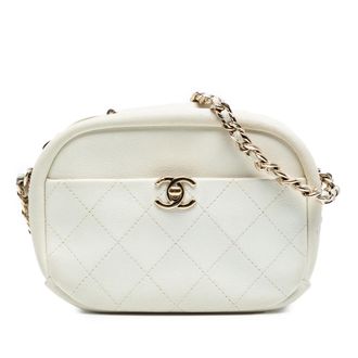 Chanel Tweedehands Kleine Gequilted Geitenleer Casual Reis Camera Bag
