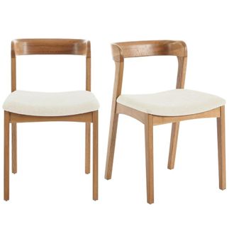 Moloo Silla de roble macizo y tela Bliss Ecru (x2)