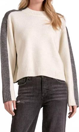 Elan Marla Crewneck Sweater In Cream/grey