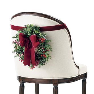 Frontgate Set of 2 Boxwood and Berry Mini Chairback Wreaths - Frontgate
