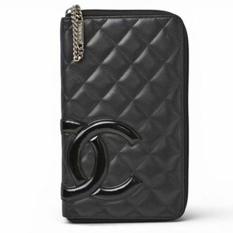 Chanel Black Leather Long Wallet (Bi-Fold) (Pre-Owned)