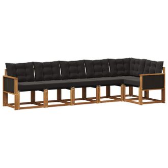 vidaXL Conjunto De Sof&aacute;s De Exterior Con Coj&iacute;n 6 Pcs Natural Y Negro Vidaxl