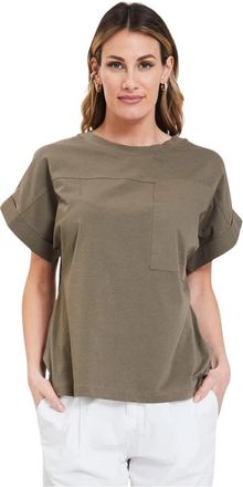 Alpha Studio T-shirt met zak en korte mouwen - Dames - T-shirts - Groen - M - Tops