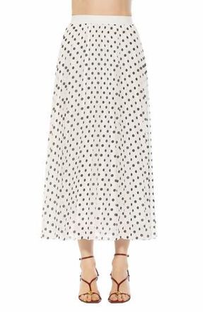Alexia Admor Kesia Midi Chiffon Pleated Skirt in Ivory Polka at Nordstrom Rack, Size 12