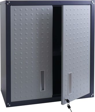 Hhg [nunca Usado] Armario Colgante Hhg-141, Armario De Pared, Armario Para Almacenamiento, Librer&iacute;a, Con Cerradura, Acero, 77 X 77 X 31 Cm, Gris Claro/gri