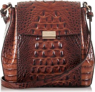 Brahmin Margo Croc Embossed Leather Crossbody Bag in Pecan at Nordstrom