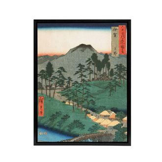 Artery8 Ueno in Iga Province Framed Canvas Wall Art Print Utagawa Hiroshige in Green | Size: W24 x H32