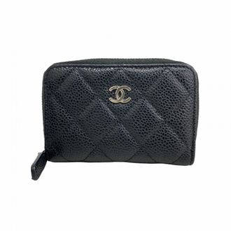 Chanel Black Grained Calfskin Coin Purse/Coin Case (Pre-Owned)