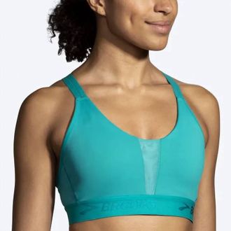 Brooks Drive Plunge Run Bra In Nile Green