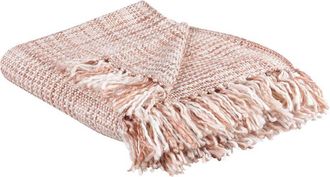 Beliani Manta De Acr&iacute;lico Marr&oacute;n Dorado Blanco 125 X 150 Cm A Mano Abstracto Flecos Deurali