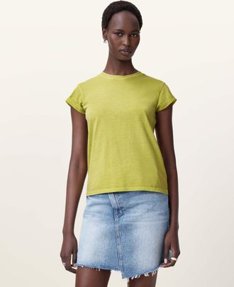 AllSaints Womens Cotton Anna Crew Neck Short Sleeve T-Shirt, Size: XS