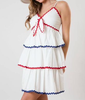 Peach Love California Poplin Trim Dress In White