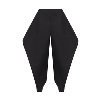 Alaia Tapered Trousers, female, Black, Size: S Ruffled Asymmetric Trousers