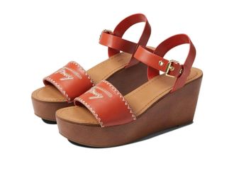Tommy Hilfiger Walalei Sandals Womens Orange Round Toe Wedge Heel HTAT1558