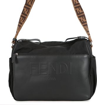 Fendi Black Nylon Leather Handbag Tote Bag (Pre-Owned)