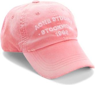 Acne Studios Cuddy Distressed Sun Kissed Ball Cap in Red at Nordstrom