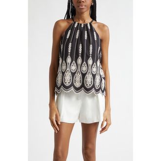 Ramy Brook Selina Embroidered Top in Black Lace at Nordstrom, Size Xx-Small