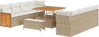 vidaXL Garden Sofa Set 11 pcs Beige, Cream 100 x 100 x 71 cm Vidaxl