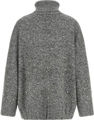 Pinko Crystal-Embellished Wool Blend Sweater - grey