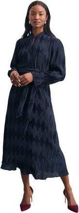 The Fold Aurellie Long Sleeve Tie Waist Dress in Navy at Nordstrom, Size 8