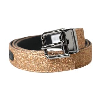 Dolce & Gabbana Accessoires, Dames, Geel, ONE Size, Leer, Glitter Riem
