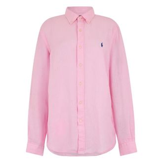 Polo Ralph Lauren Casual Shirts, male, Pink, Size: XL Custom-fit Linen Shirt