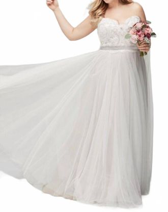 Watters Della Strapless Plus Bridal Gown In Ivory/ivory