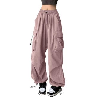 Generic Cargo Trousers Womens Baggy Y2K Casual Trousers Womens Multi Pockets Cargo Trousers High Waist Stretch Hiking Trousers Sports Jogging Bottoms with Ela