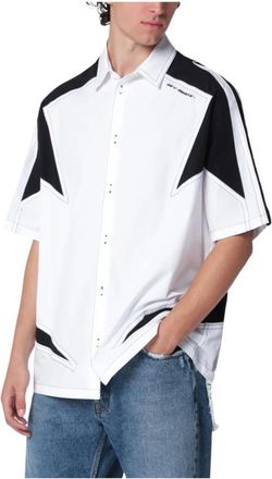 Off-white Overhemden, Heren, Wit, L, Katoen, Race Logo Popl Star Bowl Shirt