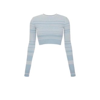 Elisabetta Franchi Jersey corto Mk 35M31E2-N98 - Dames - Ronde hals truien - Blauw - M - Truien & Vesten