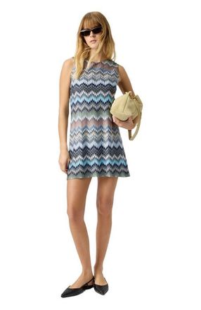 Missoni Sleeveless Viscose Chevron Mini Dress in Green& Brown at Nordstrom, Size 36 It
