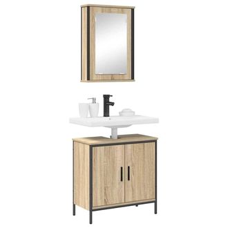 Berkfield Home Elegant 2 Piece Bathroom Furniture Set Sonoma Oak Engineered Wood in Beige