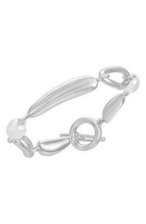 Vince Camuto Faux Pearl Nugget Toggle Bracelet in Silvertone at Nordstrom Rack