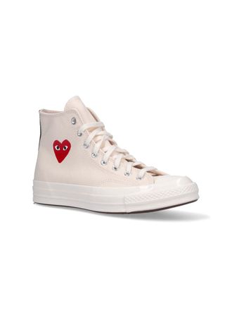 Comme Des Gar&ccedil;ons Comme Des Garcons Play Heart Logo High-Top Canvas Sneaker - Beige