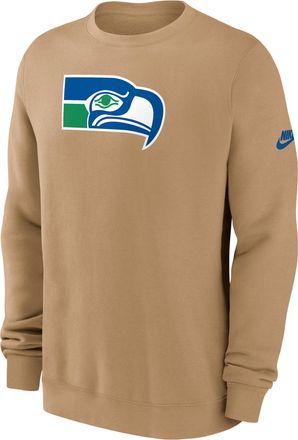 Nike Seattle Seahawks Swing Pass Rewind Club Nike Mens NFL Pullover Crew in Brown | NKPU0DD6V78-LDC