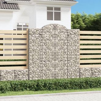 Berkfield Home Arched Gabion Baskets 2 pcs 200x50x220/240 cm Galvanised Iron in Silver