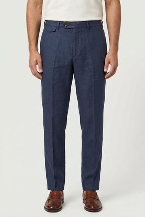 Brunello Cucinelli Blue Linen Tailored Trousers, Brand Size 52 (US Size 36)