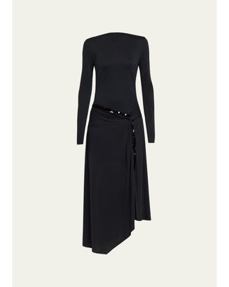 3.1 Phillip Lim Embellished Draped Long-Sleeve Maxi Dress