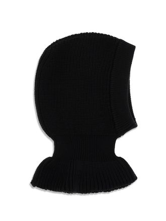 Christophe Lemaire Mens Balaclava Ribbed Wool Black Merino Hat