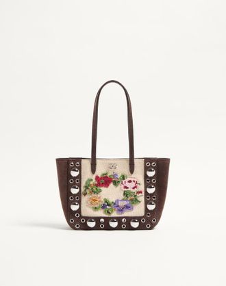 Valentino Garavani Borsa Shopping Mini Valentino Garavani Nellc&ocirc;te Ricamata Donna MULTICOLOR/TESTA DI MORO UNI